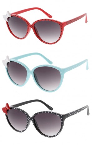 Kids Classic Frame Polka Dot Sunglasses with Bow - Wholesale