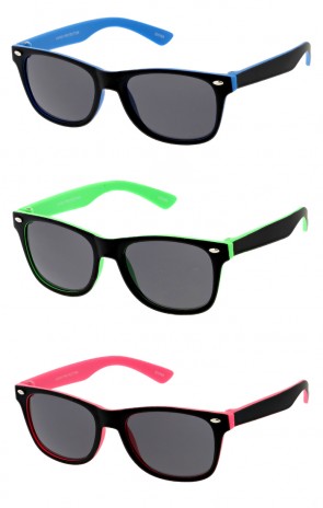 Kids Soft Finish Smoke Lens Horn Rimmed Wholesale Sunglasses