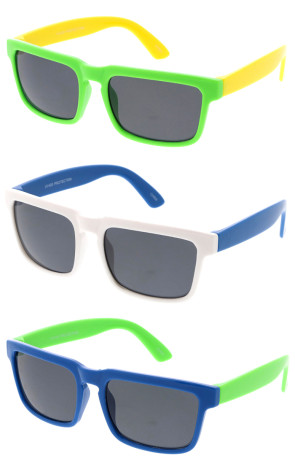 Kids Vibrant Dual Color Horn Rimmed Wholesale Sunglasses 47mm