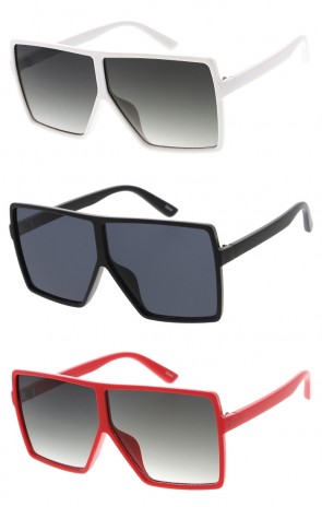 Kids Colorful Translucent Flat Top Oversize Wholesale Sunglasses