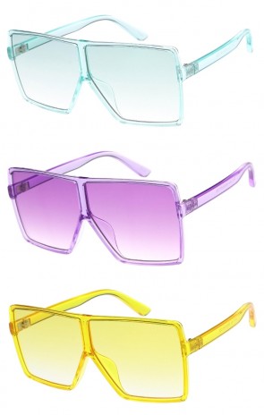 Kids Neutral Colored Lens Flat Top Oversize Wholesale Sunglasses