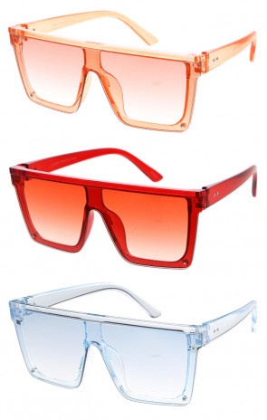 Kids Color Translucent Flat Top Square Wholesale Sunglasses 53mm