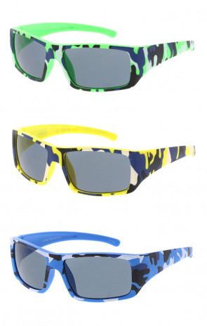 Kids Camouflage Color Wholesale Square Sporty Sunglasses 51mm