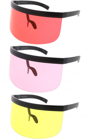 Kids Large Oversize Color Shield Wholesale Visor Sunglasses 75mm