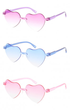 Kids Colorful Transluscent Heart Wholesale Sunglasses 50mm