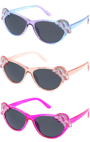 Kids Unicorn Glitter Rainbow Square Wholesale Sunglasses 50mm