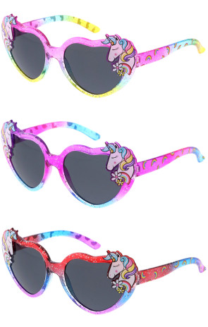 Kids Unicorn Rainbow Detail Heart Wholesale Sunglasses 44mm
