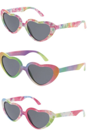 Kids Cute Sweet Spring Colorful Pattern Plastic Frame Heart Wholesale Sunglasses