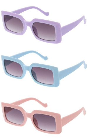 Kids Cute Pastel Retro Thick Rimmed Rectangular Square Wholesale Sunglasses