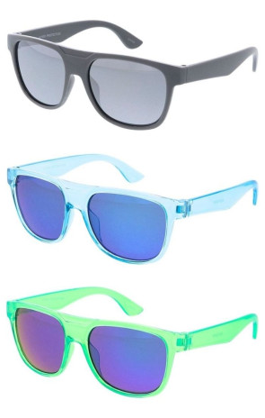 Kids Mirrored Boys Sporty Horn Rimmed Wholesale Sunglasses