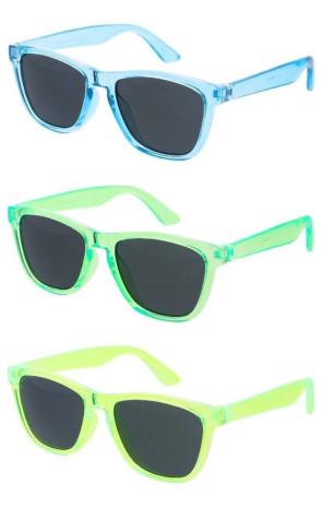 Kids Crystal Clear Translucent Boys Horn Rimmed Wholesale Sunglasses