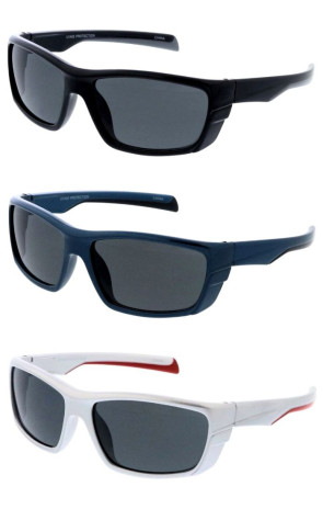 Kids Sleek Active Two Tone Arm Neutral Lens Sporty Wraparound Boys Wholesale Sunglasses