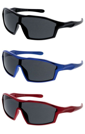 Kids Sleek Stylish Active Lifestyle Wraparound Sporty Shield Boys Wholesale Sunglasses