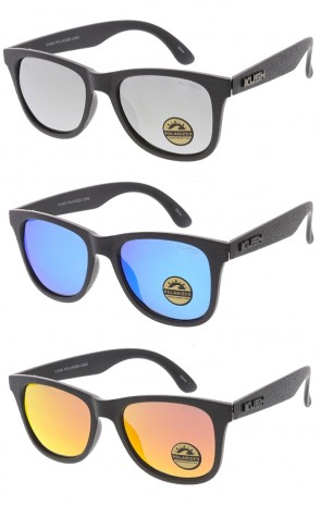 KUSH Brand Horn Rimmed Textured Frame Polarized Mirror Lens Mens Sunglasses