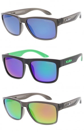 KUSH Brand Horn Rimmed Clear Frame Mirror Lens Mens Wholesale Sunglasses 