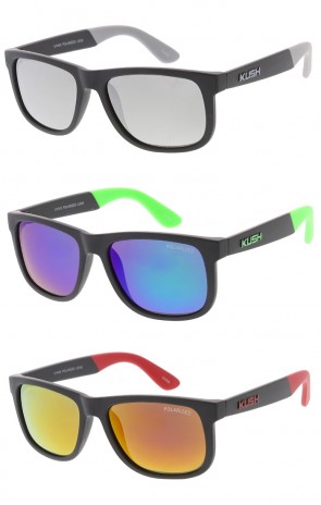 KUSH Brand Soft Matte Two Tone Arm Mirror Lens Mens Wholesale Sunglasses