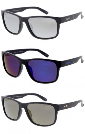 Kush Matte Plastic Flash Mirrored Lens Polarized Wholesale Sunglasses 42mm