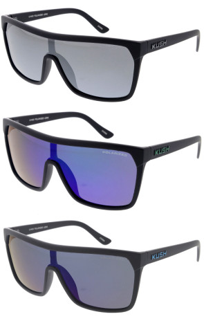 KUSH Polarized Lens Oversized Shield Wholesale Sunglasses 71mm