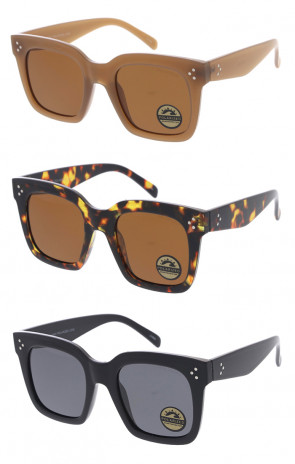 Polarized Oversize Horn Rimmed Metal Rivets Square Wholesale Sunglasses