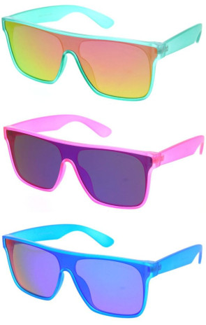 Polarized Flat Top Mirrored Shield Wholesale Sunglasses