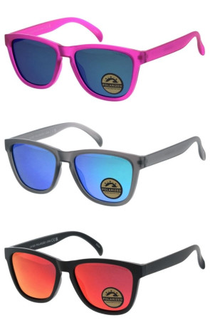 Polarized Classic Color Pop Retro Mirrored Lens Rounded Square Wholesale Sunglasses