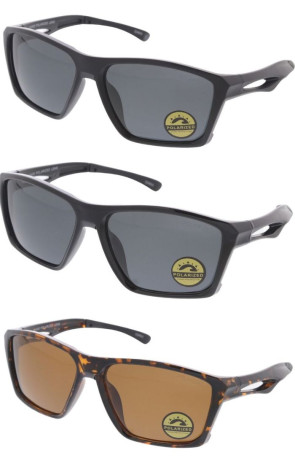 Polarized Active Lifestyle Plastic Frame Cutout Arm Square Sporty Wholesale Sunglasses