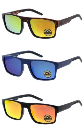 Sleek Polarized Mens Fashion Mirrored Lens Active Lifestyle Square Aviator Sporty Wholesale Sunglasses