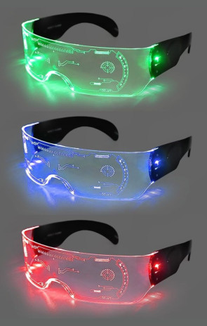 LED Dual Color Light Up Shield Wholesale Sunglasses